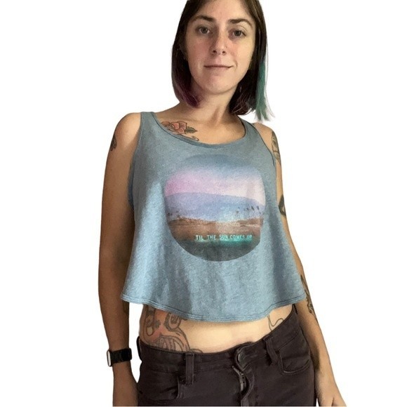 Hollister Cropped Tank Open Back Detail Size Small S Blue Tulip - Picture 3 of 12